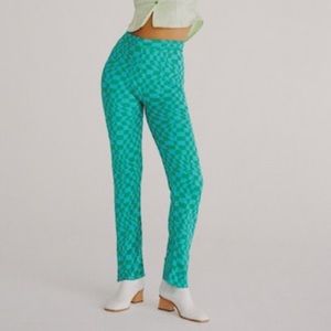 Paloma Wool Orinocco Green / Blue Checker Pants